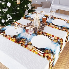 Дорожка на стол 140x40, Габардин, Новый год