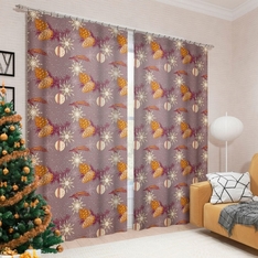 Портьера из сатена 2 шт. 145x260 см. Фотошторы «Новогодняя мечта«