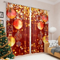 Портьера из сатена 2 шт. 145x260 см. Фотошторы «Новогодние огоньки«