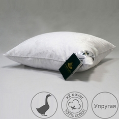 Подушка 50х68 упругая из серого гусиного полупуха, Традиционная классика