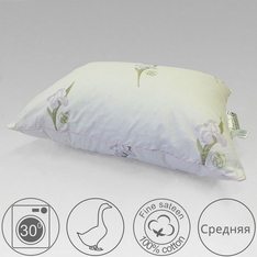 Подушка 50х68 средней мягкости из белого гусиного пуха экстра, Царственный Ирис